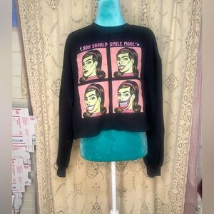 Gildan: you should smile more cropped sweater